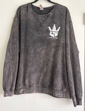 Dyenomite 1947 Never Sweatshirt XXL Black Acid Mineral Wash Bleach Splatter Crew